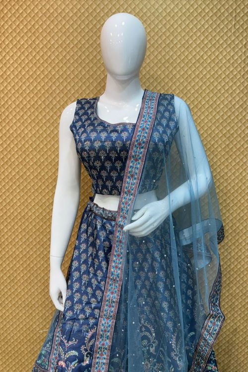 Embroidered Crop Top Lehenga Set with Dupatta – KA3121